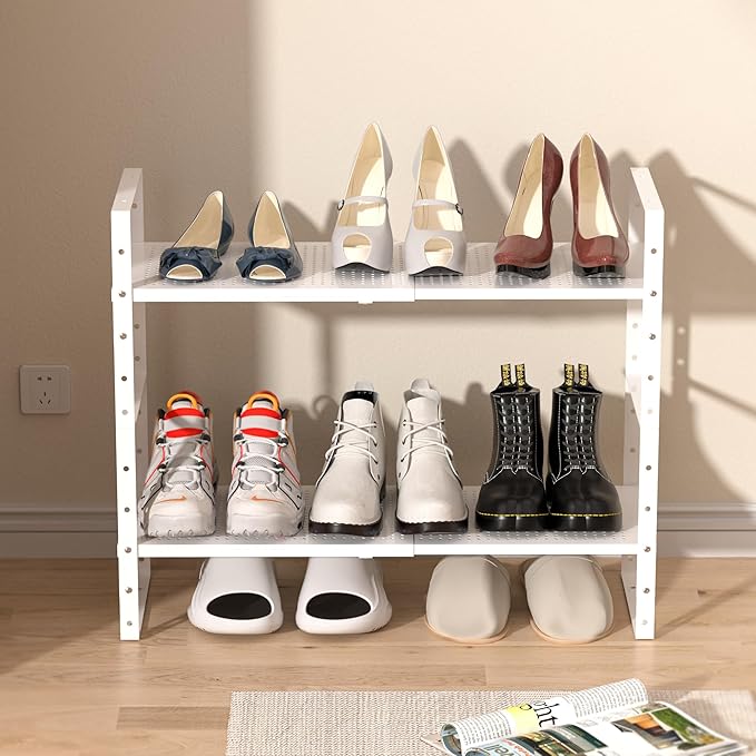 Multi-Functional Metal Shoe Rack, 2Packs/White/Large