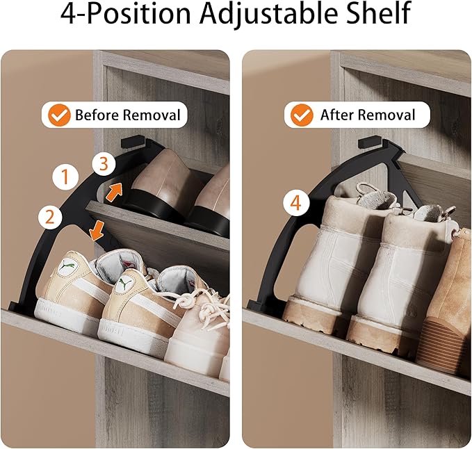 Shoe Storage Cabinet, Wood Shoe Organizer for Entryway with 3 Flip Drawers, Freestanding Shoe Rack with Adjustable Shelf, Narrow Shoe Dresser for Front Door Entrance(Grey, 47.2" x 31.5" x 9.25")