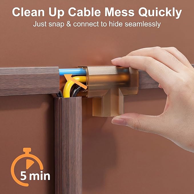 TV Cord Hider, 125in Cord Cover, Large Cable Hider, Cherry