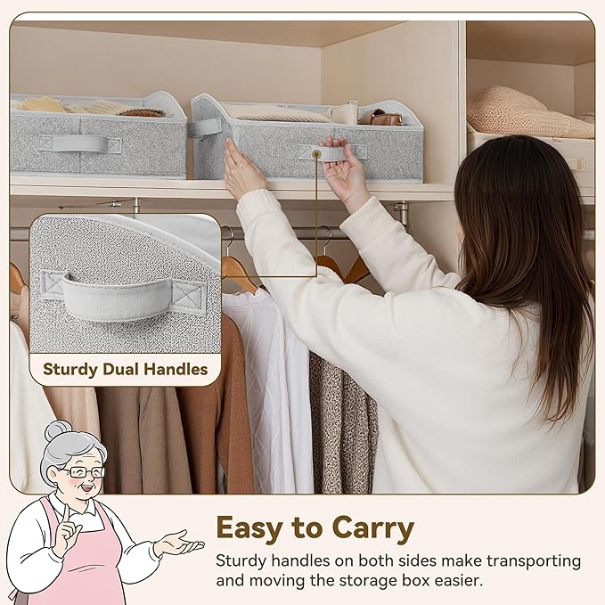 GRANNY SAYS Closet Organizer Bins, Trapezoid Storage Bin, Storage Baskets for Shelves, Collapsible Clothes Organizers and Storage, Baskets for Organizing Clothes, Toys, Ash Gray, 3-Pack