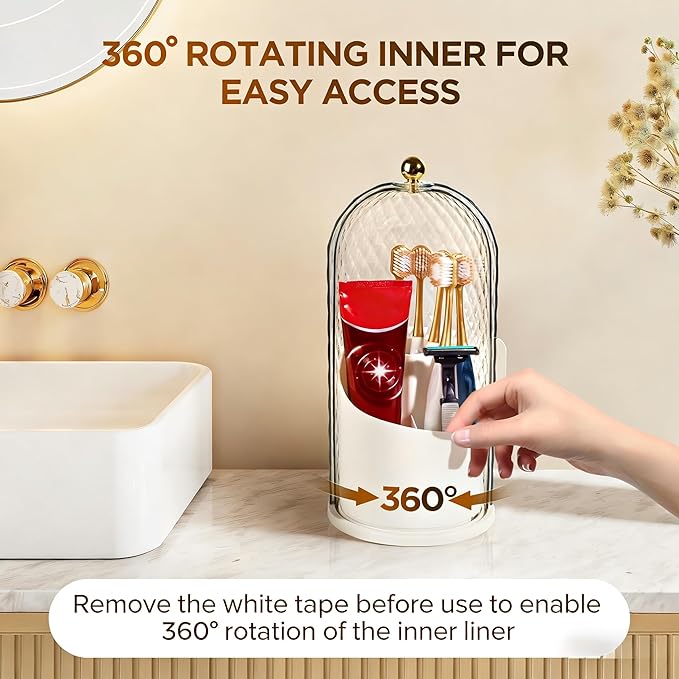 3 Slots Toothbrush Holders with Lid, White