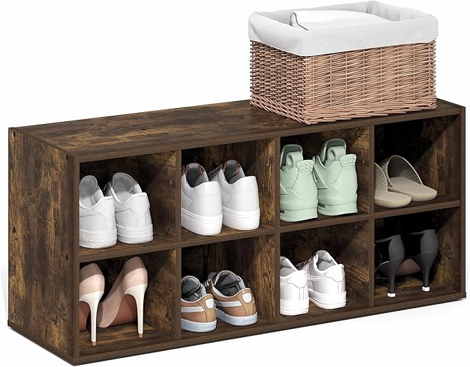 Furinno FANO Shoe Rack, 8-Cube Shoe Organizer, Amber Pine