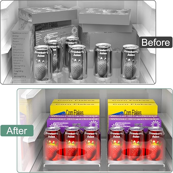 SURETIVIAN Freezer Organizer 12” Visible Fridge Organizer Rack with Removable Dividers and Handles, Freely Adjustable, Fits Refrigerator Frozen Meals, Lunch Meat Box, Cheeses(White)