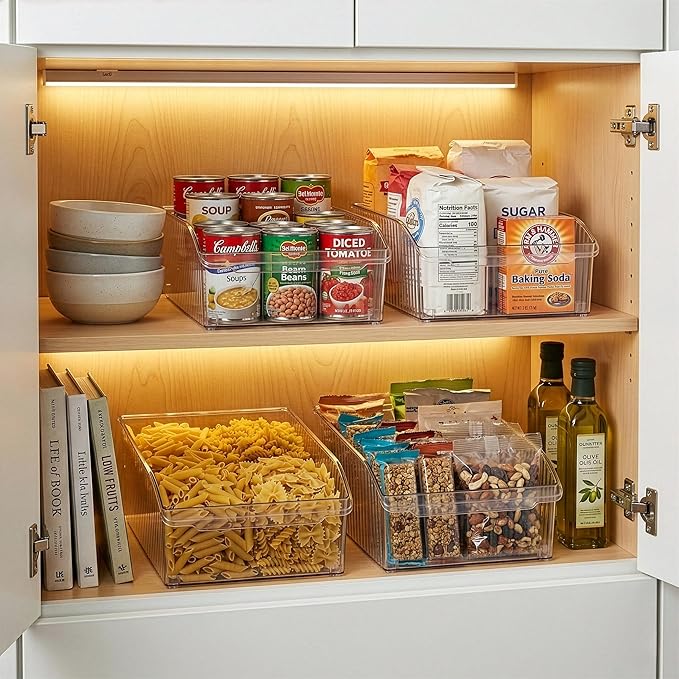 BINO | Plastic Storage Bins with Wheels, Medium | THE ROLLER COLLECTION | Clear Storage Bins for Organization | Clear Containers for Pantry | Fridge & Freezer Organizer Bin Cabinet & Pantry Organizers