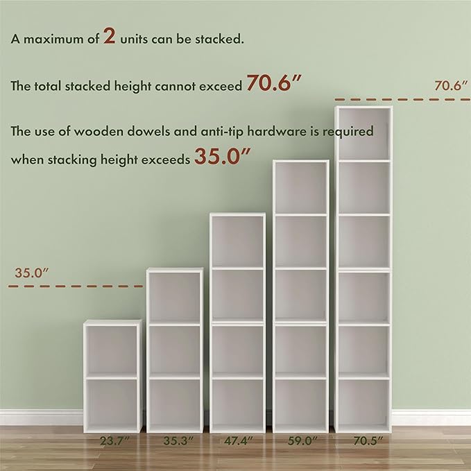 Homes, Inside + Out Apexa 2-Tier Cube Storage Organizer Shelves, Taupe Grey