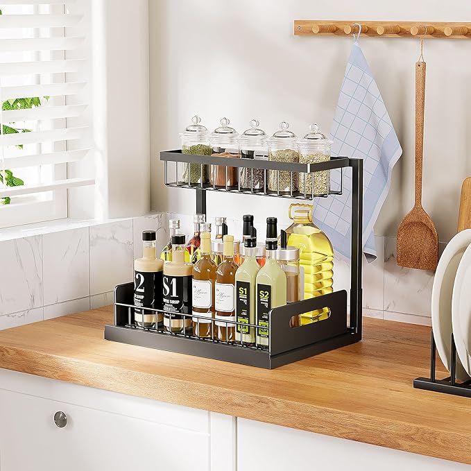 Under Kitchen Sink Organizer 2 Tier, Pull Out Under Sink Organizers and Storage