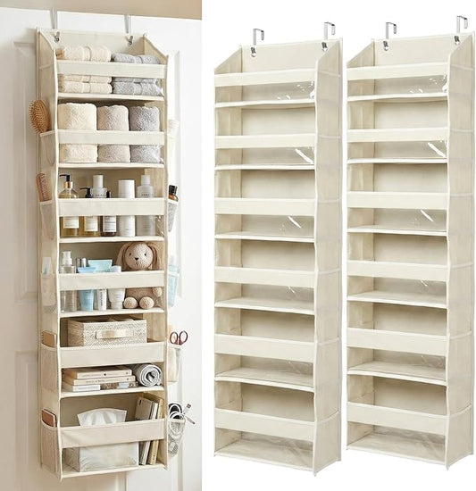 THEORY UPGRADED 6 Tiers Over The Door Organizer Hanging, Ivory, 2pc