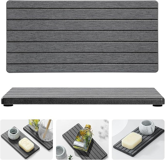 2PCS Diatomite Water Absorbing Stone Drying Tray Mat for Bathroom & Kitchen