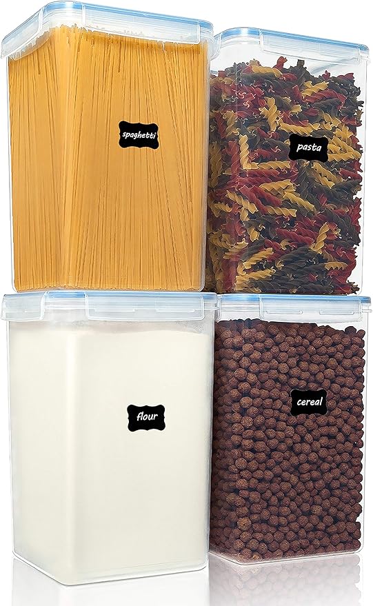 Extra Large Tall Airtight Food Storage Containers 4 Pieces 5.9qt / 6.5L-Plastic