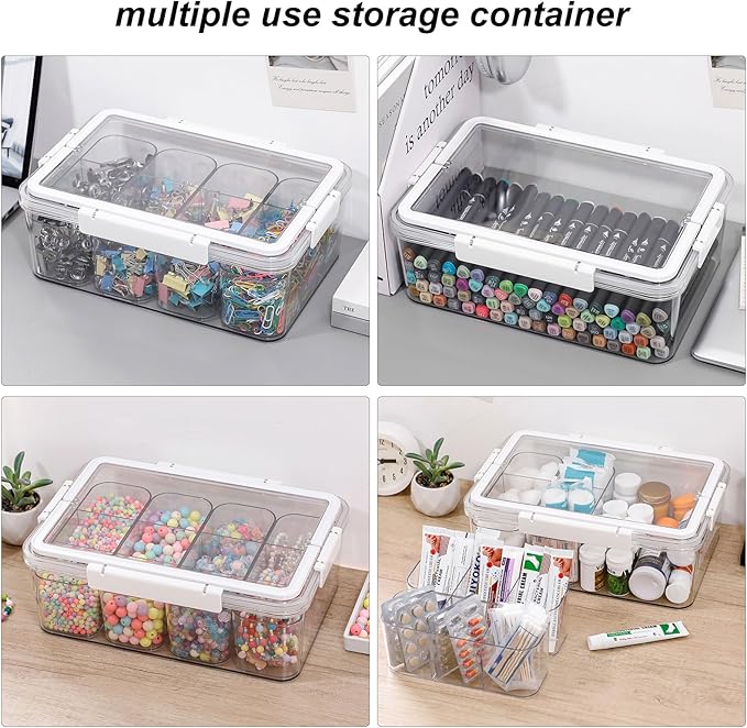 Large Cable Storage Box with Lid, Plastic Power Cords Organizer for Desk Drawer