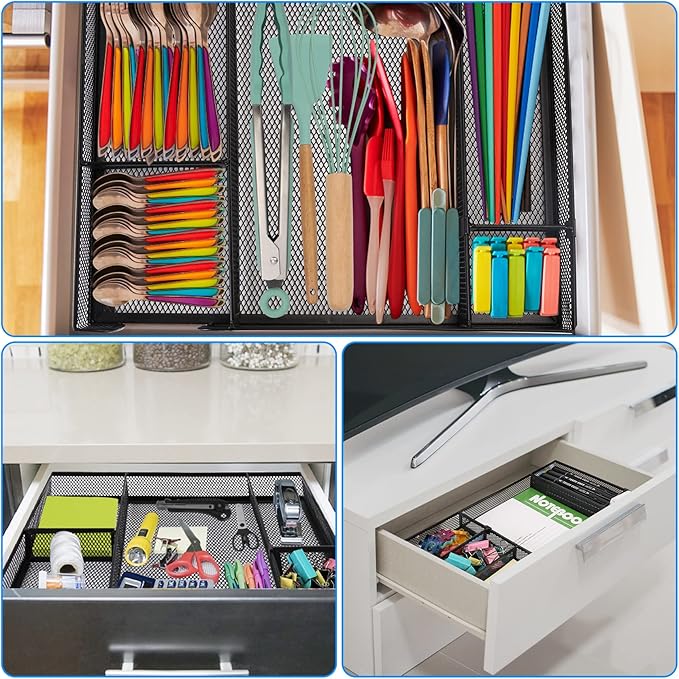 Desk Drawer Organizer Tray with Adjustable Compartments