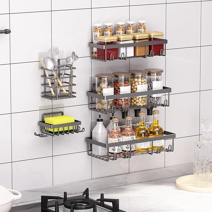 5 Pack Shower Caddy Organizer Rack Shelf for Inside Shower, Dark Grey