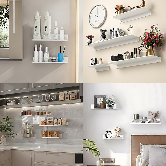 Adhesive Shower Shelves for Wall 2 Pack, White Metal Shower Caddy 40cm