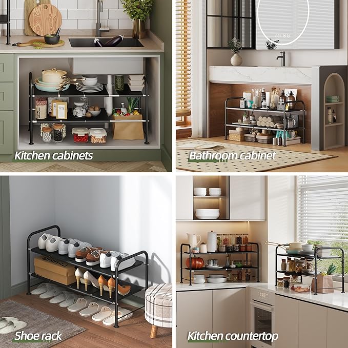 Under Sink Organizers and Storage, 2 Tier Shelf Under Bathroom Sink
