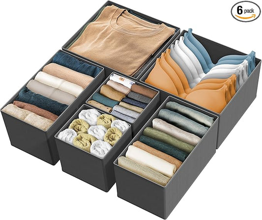 Simple Houseware Underwear Drawer Organizer, Dark Gray