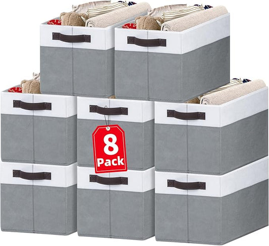 Large Storage Baskets 8 Pack Versatile Fabric Storage Bins for Closet Cabinet