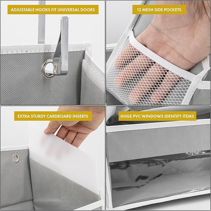 THEORY UPGRADED 6 Tiers Over The Door Organizer Hanging, Light Gray, 1pc