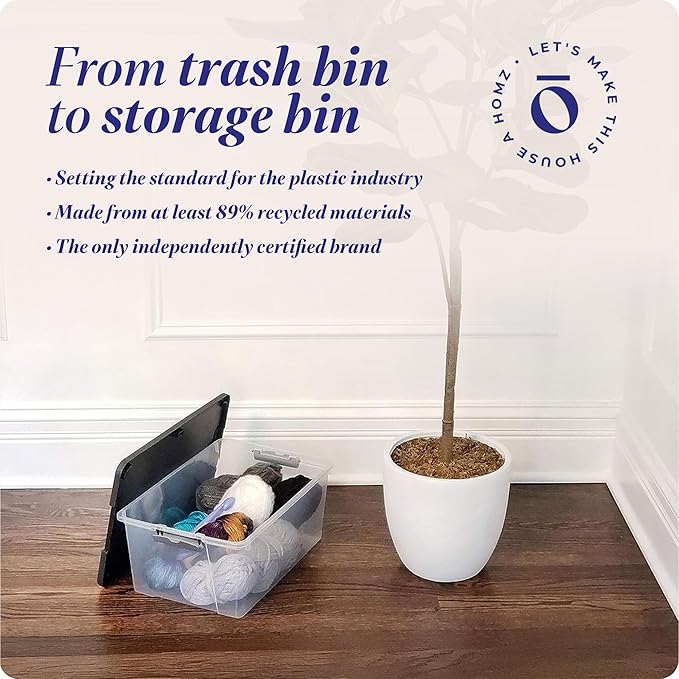 8-Pack Snaplock, Small Clear Plastic Storage Organizer Bins with Lids, 15 Quart