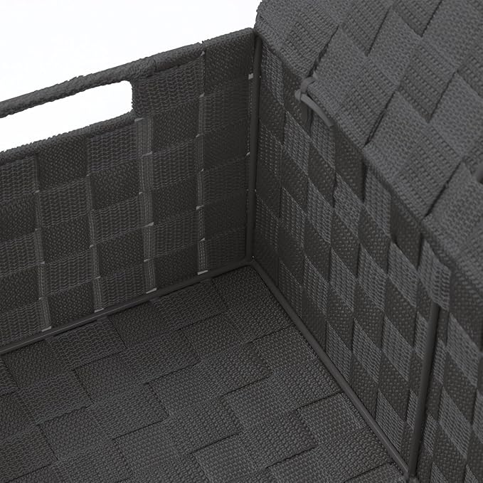 Sorbus Set of 3 Hand-Woven Storage Baskets with Lids – Mesh Organizers for Linen Closet, Shelves, or Home Storage – Variety Pack (Gray)