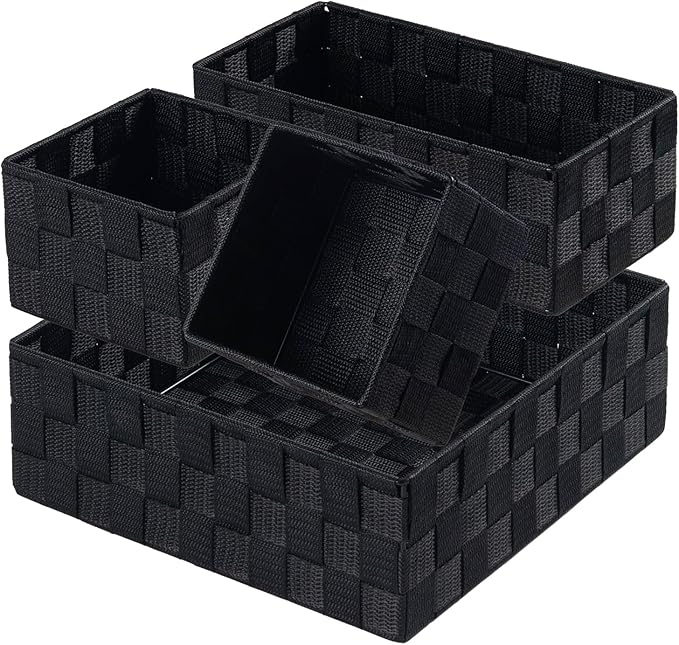 Small Black Baskets Cube Bin Container Tote