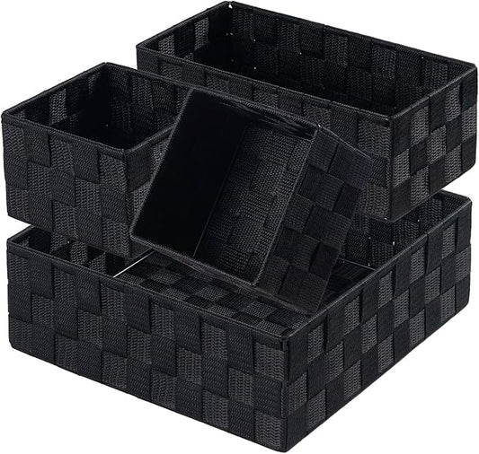 Small Black Baskets Cube Bin Container Tote
