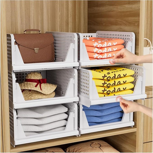 5 Pack Closet Organizers Storage Box, Closet Storage Stackable Storage Bins