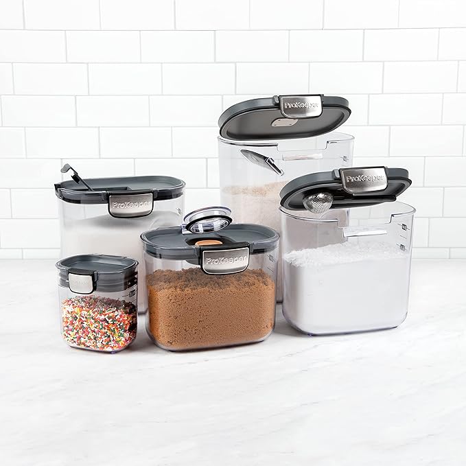 ProKeeper+ Airtight Food Storage Container Set, Grey, 9-Piece