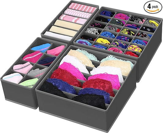 Simple Houseware 4-Pack Drawer Organizer Set, Dark Gray