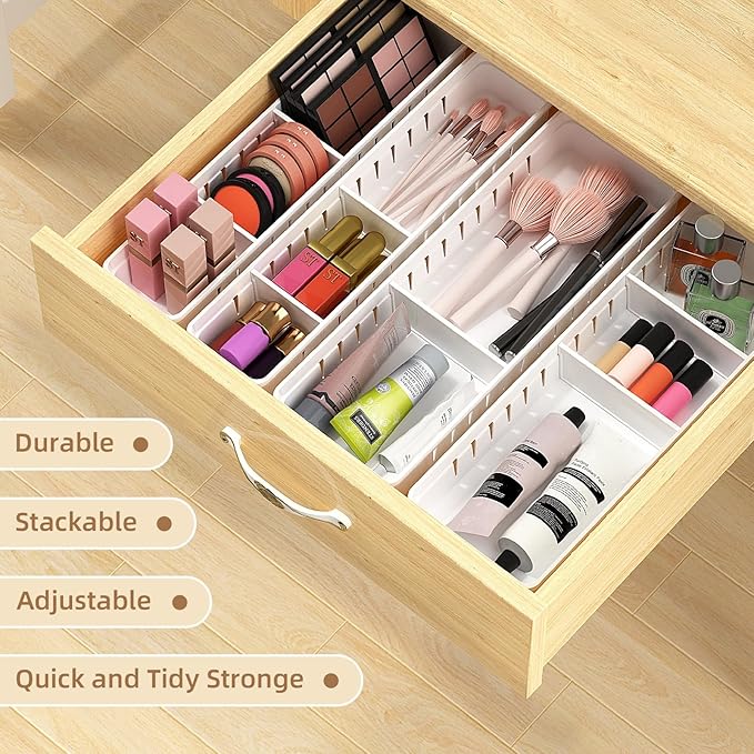 Desk Drawer Organizer Tray 4 PCS Plastic Office Drawer Organizer Bins Junk