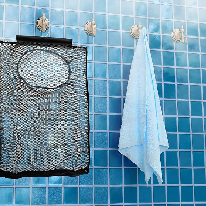 Hanging Mesh Laundry Hamper (30in*20in*2in) Large Dirty Clothes Bag, Black