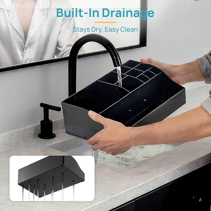 5 PCS Bathroom Countertop Organizer, Black