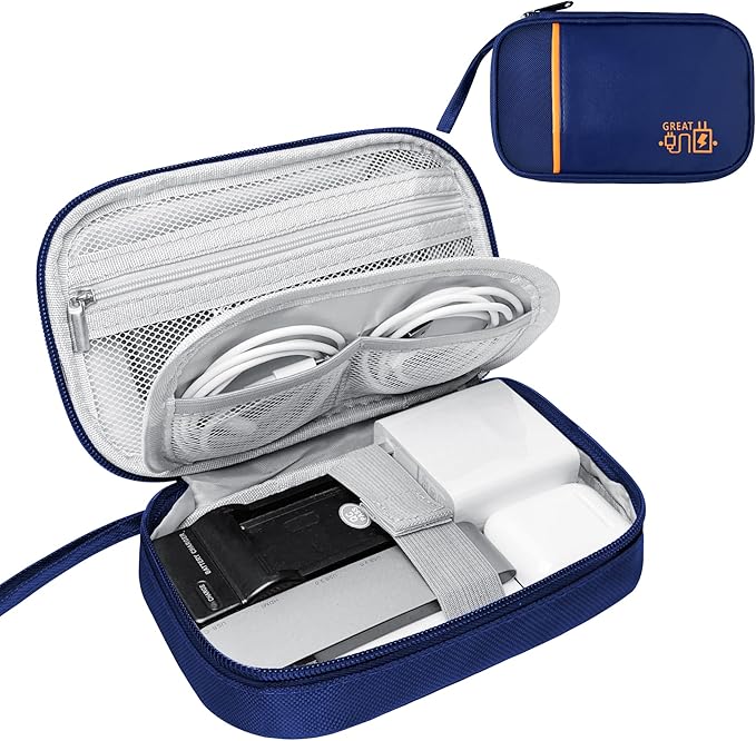 Lcsmaokin Travel Cable Organizer Bag Pouch Electronic Accessories Carry Case Portable Waterproof All-in-One Storage Bag for Cable,Charger, Phone, Hard Drive，SD Card-Navy Blue