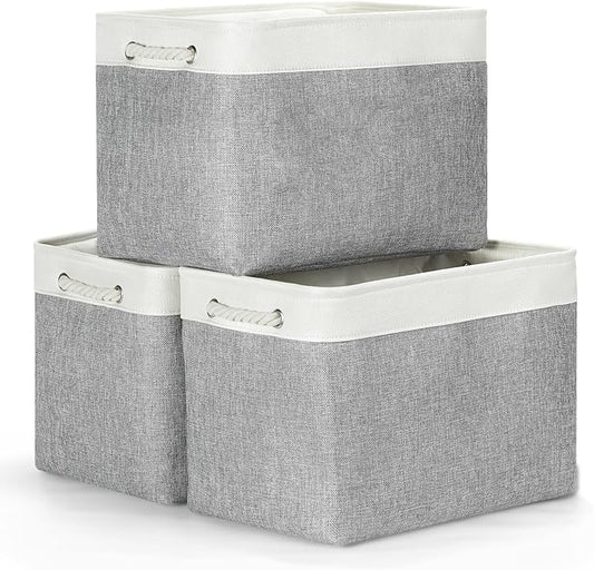 Bidtakay Large Storage Baskets for Organizing 3-Pack Fabric Closet Organizers