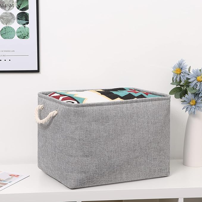 Bidtakay Grey Baskets [2-Pack] Shelf Baskets for Storage 16" X 11.8" X 11.8"