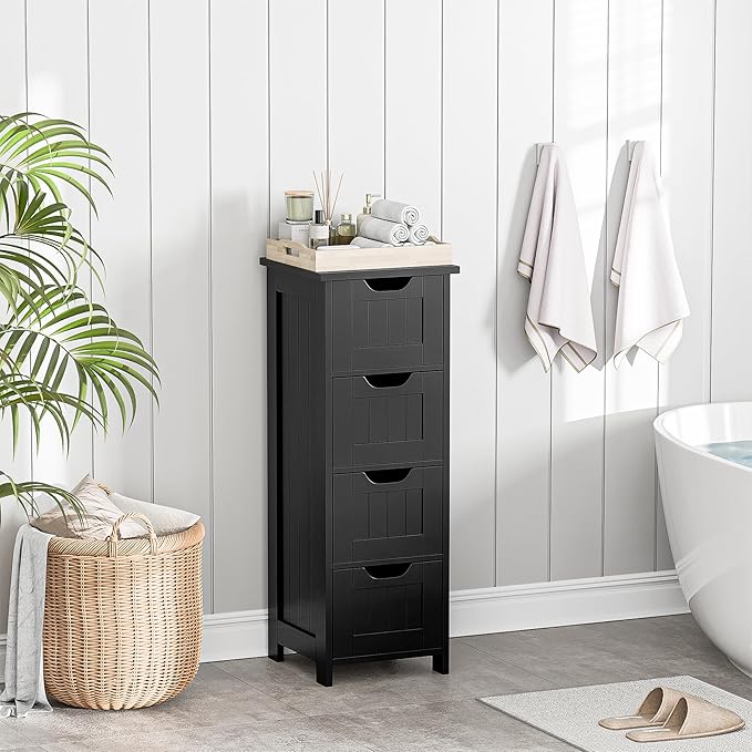 Bathroom Floor Storage Cabinet, Black