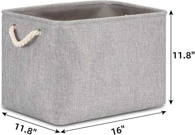 Bidtakay Grey Baskets [2-Pack] Shelf Baskets for Storage 16" X 11.8" X 11.8"