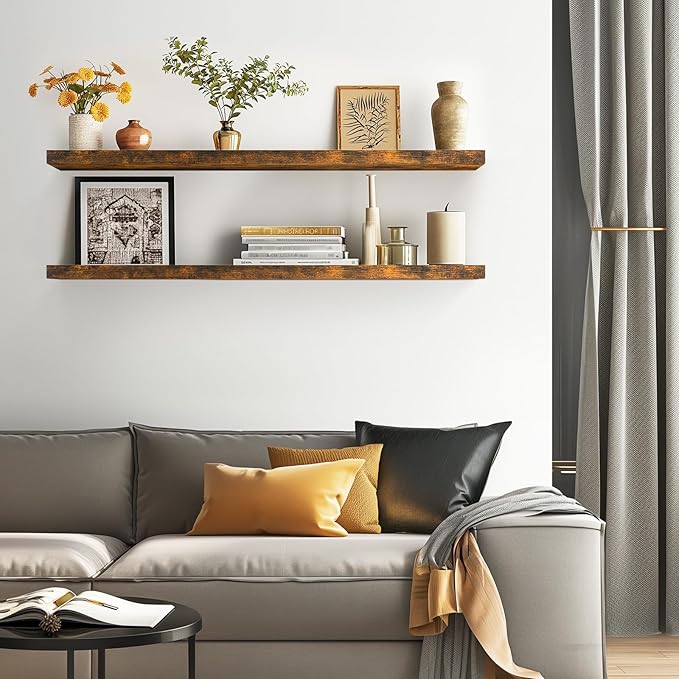 Floating Shelves, 48 inches Long Wall Mounted Rustic Wood Shelves for Bathroom