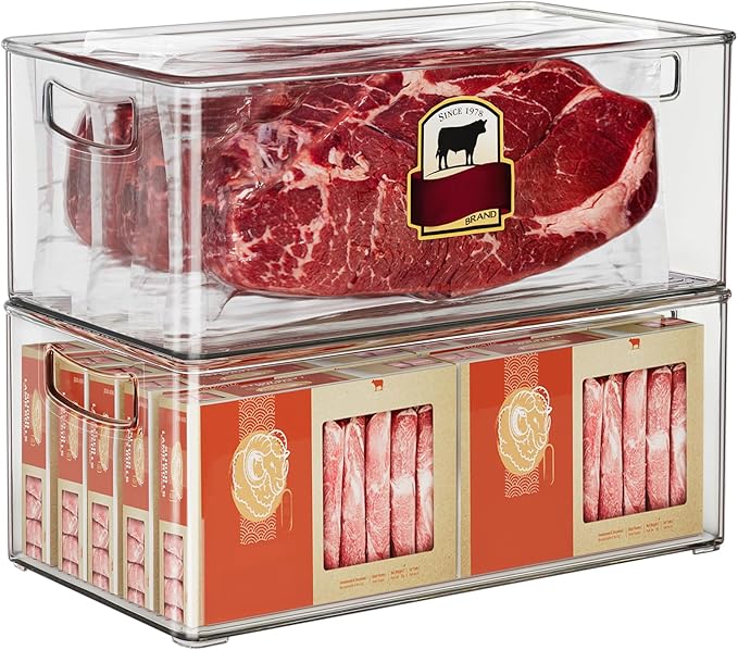 2 Pack Deep Freezer Organizer Bins