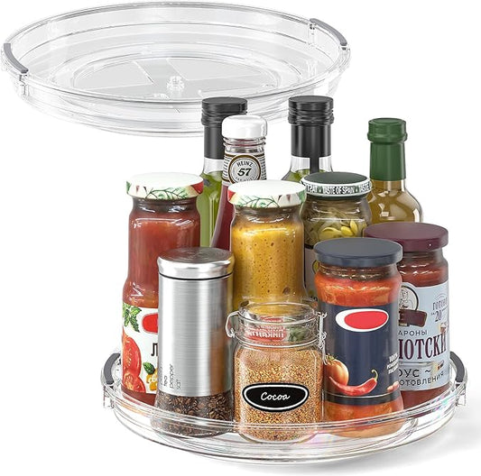 10.6" Clear Lazy Susan Turntable Organizer, 2-Pack
