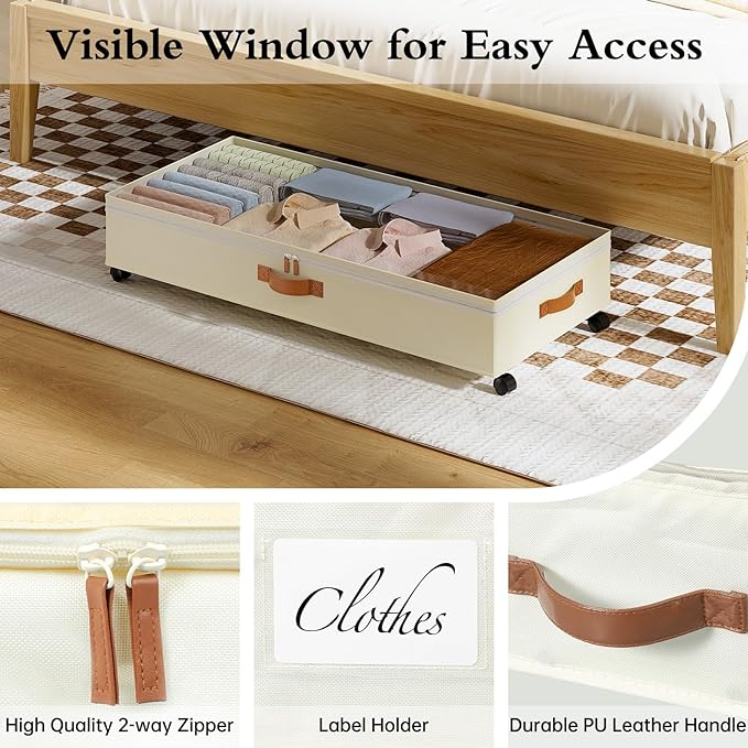 Under Bed Storage with Wheels, 2 Pack