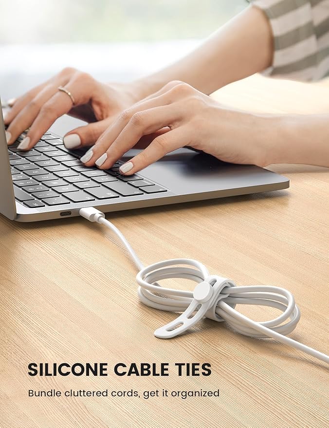 10Pack Silicone Cable Ties Cord Organizer, Lamicall Elastic Wire Ties Management