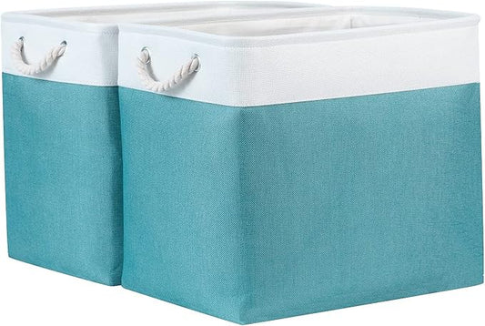 Bidtakay Storage Baskets Extra Large 17x12x15 In Teal Blue Nursery Toy Baskets