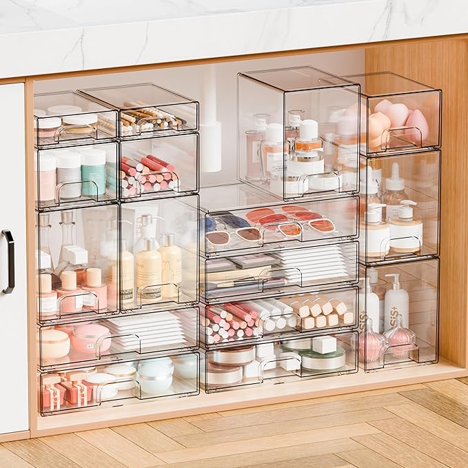 12.1''W Clear Stackable Storage Drawers, Craft Organization