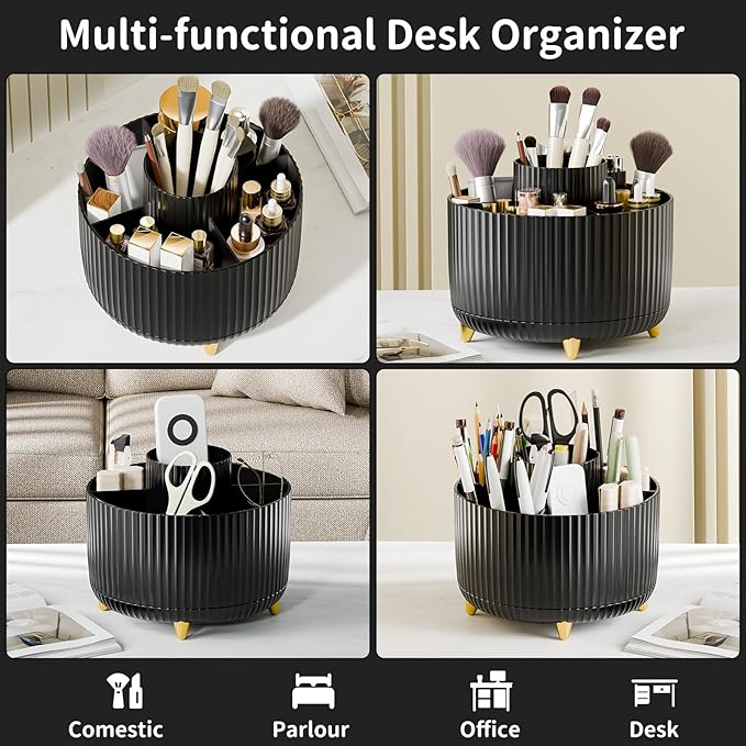 Fanado 360° Rotate Makeup Brush Holder Organizer, Black