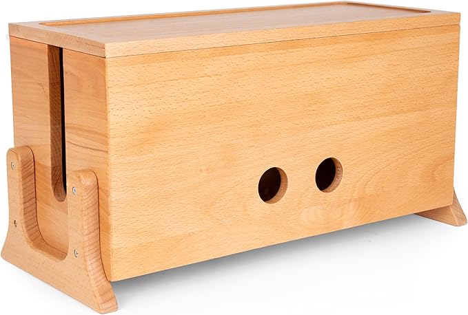 Extra Large Cable Management Box, Wood Cord Hider Box & Organizer for Power Strip, TV Wires & Desk Cable Storage