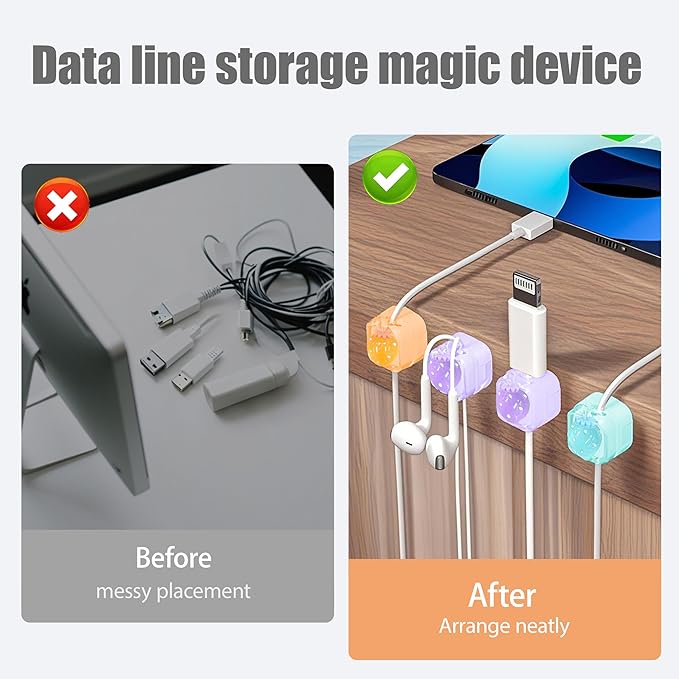 3Pack Magnetic Cable Clips for Nightstand, Strawberry