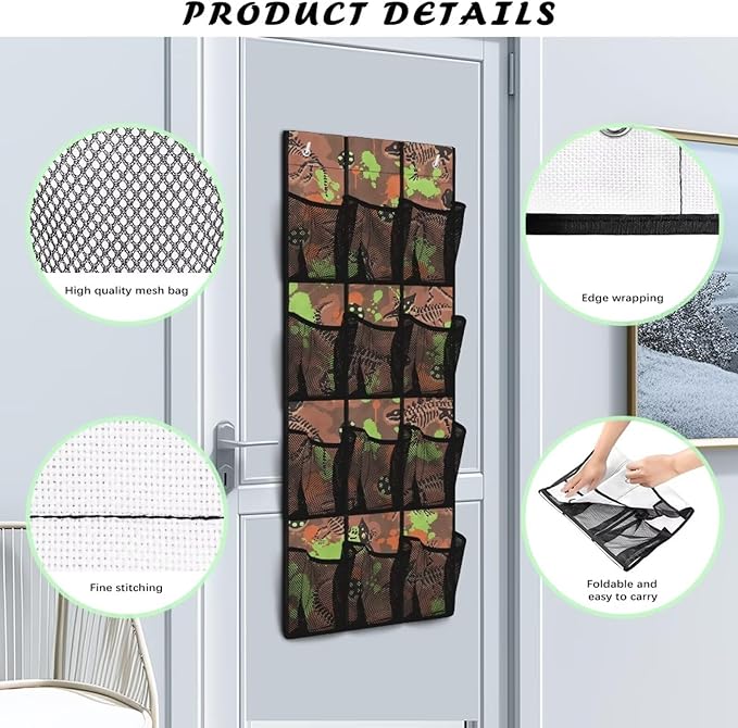 Green Dinosaur Over Door Shoe Organizer