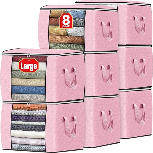 Fab totes 24 Gallons Clothes Storage, 8 Pack,Pink