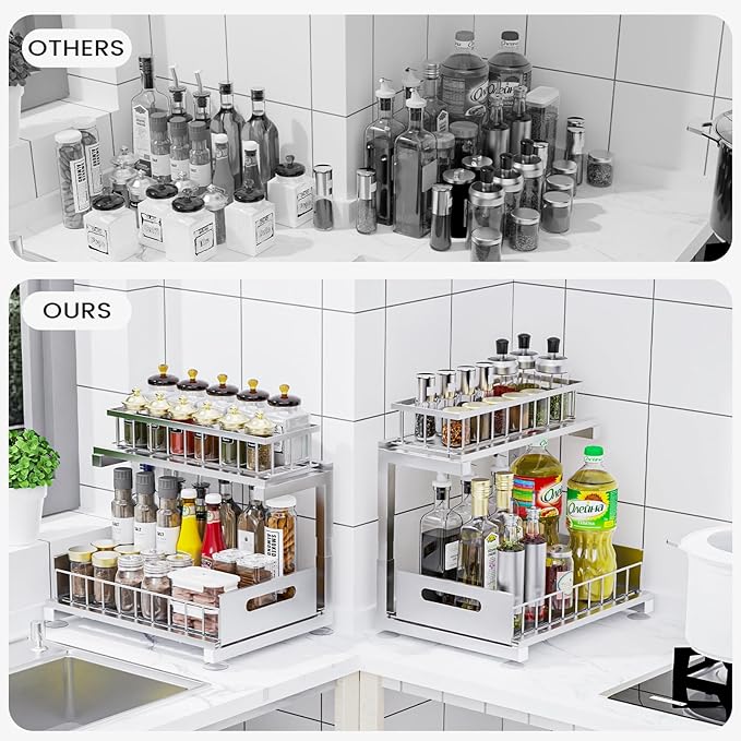 Under Sink Organizer, Sliver,2Pack