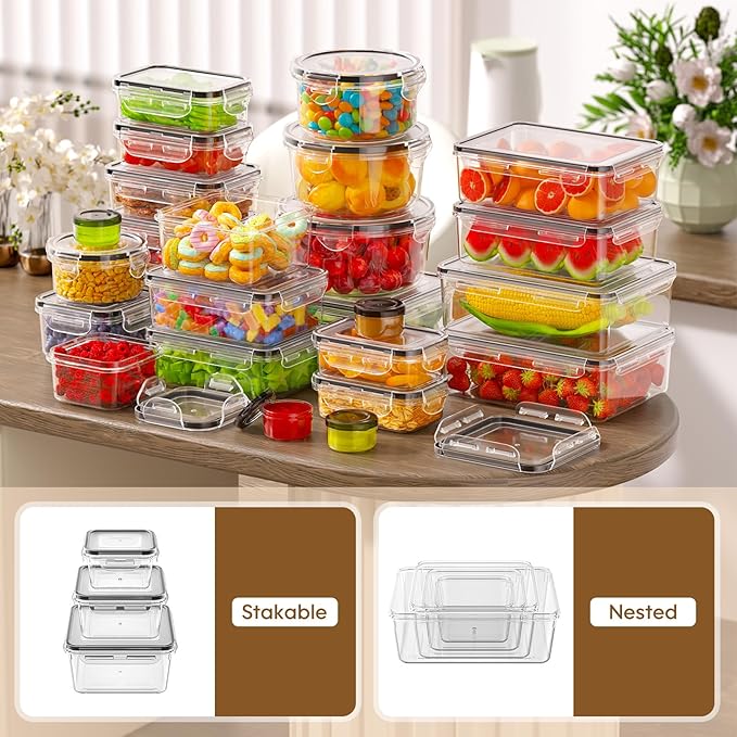 70 PCS Food Storage Containers with Lids Airtight (35 Containers & 35 Lids)
